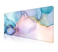 Pink Gold Texture Marble Large Mouse Pad, Desk Mat Computer Keyboard Pad Non-Slip Rubber Base Waterproof with Stitched Edges for Laptop Gaming, Office & Home 31.5 x 11.8 Inch