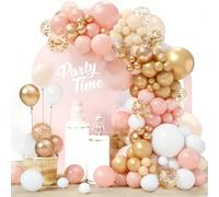 Pink Gold White Balloon Arch Kit, Confetti Balloons, 102Pcs 18 12 10 5 Inch Different Sizes Balloon Garland, Latex Balloons, Perfect for Baby Shower, Birthday, Wedding, Hen Party Decorations