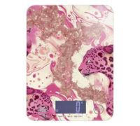 Pink Golden Leopard Print Easy Clean Scale for Food 11lb/0.18oz, 5kg/5g Scale That Weighs in Grams with 4 Unit for Keto Weight Loss Baking (Batteries not Included)