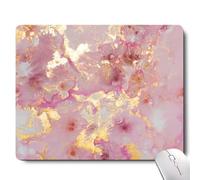 Pink Golden Marble Mouse Pad Customized Premium Textured Washable Desktop Protection Mouse Mat with Non-Slip Rubber Base