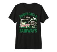 Pink Golf Cart Sunny Fairways Sunny Days & Fore A Good Time Premium T-Shirt