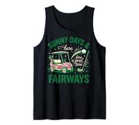 Pink Golf Cart Sunny Fairways Sunny Days & Fore A Good Time Tank Top