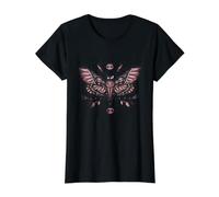Pink Gothic Death's-Head Moth Celestial Botanical Illustrati Value Graphic T-Shirt, Women, Black, M