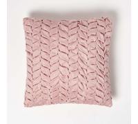 Grace Pleated Velvet Cushion Homescapes Pink 45cm x 45cm