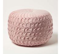 (Pink) Grace Pleated Velvet Pouffe