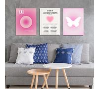 Pink Gradient Aura Angel Numbers Posters Sets for Room Aesthetic Spiritual Affirmation Canvas Wall Art Positive Energy Painting Y2k Butterfly Pictures Trendy Wall Decor for Bedroom 16x24in Unframed