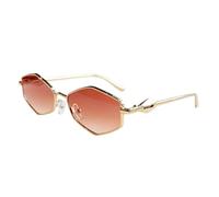 Pink Gradient Polygon Sunglasses, Geometric Gold Frame UV400 Shades | Octagonal Rimless-Inspired Metal Frame, 3D Diamond-Cut Temple Hinges, Gradient Pink Lens & Full UV400 Protection