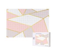 Pink Gray Geometric,300 Pieces Wooden Jigsaw Family Game Jigsaw Puzzles for Adults Teens Home Decor