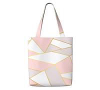 Pink Gray Geometric,Reusable Grocery Bags Shopping Tote Bags Large Capacity Canvas Shoulder bag
