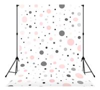 Pink Gray White Modern Polka Dot Pattern Anti-Wrinkle Photography Background Backdrop For Portrait, Party Decoration, Video Recording & Events - 5x7ft