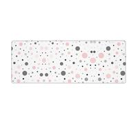 Pink Gray White Modern Polka Dot Pattern Desk Protector Mat, Extra Large and Durable Desk Pad with Non-Slip Backing for Home Office Use