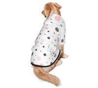 Pink Gray White Modern Polka Dot Pattern Dog Hoodie for Medium Large Dogs, Warm Soft Pet Sweatshirt, Easy to Wear Jumper Clothes