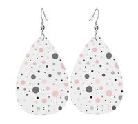 Pink Gray White Modern Polka Dot Pattern Holiday Earrings For Women, Festive Star Drop Earrings, Chic Dangle Jewelry For Celebrations
