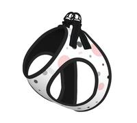 Pink Gray White Modern Polka Dot Pattern Print Adjustable Reflective Harness Leash Set For Cats, Dogs And Small Pets, Soft Breathable Mesh Walking Vest With Escape-Proof Lead