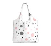 Pink Gray White Modern Polka Dot Pattern Print Canvas Tote Bags for Women Reusable Grocery Bag Large Gym Canvas Cloth Pouchportable Shopping Handbag