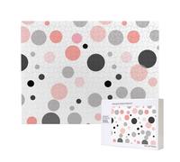 Pink Gray White Modern Polka Dot Pattern Print Jigsaw Puzzle 500 Piece for Adults, Colourful Jigsaw Puzzles for Home Decoration Gifts Family Puzzle Perfect for Game Nights