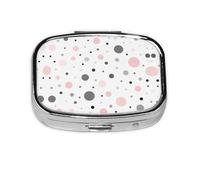 Pink Gray White Modern Polka Dot Pattern Print Pill Box 2 Compartment Medicine Pill Case,Portable for Pocket Or Purse Pill Box Decorative Metal Medicine Organizer