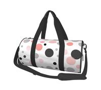 Pink Gray White Modern Polka Dot Pattern Print Travel Duffel Bag Large Foldable Round Travel Carry on Bag with Adjustable Shoulder Strap for Weekender Overnight Flight Hospital Sports