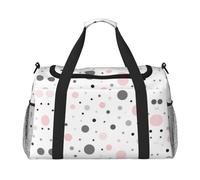 Pink Gray White Modern Polka Dot Pattern Print Weekender Bag,Gym Bag with,Carry On Luggage Overnight Weekend Bag, Holdall Handbag & Shoulder Bag for Travel Fitness