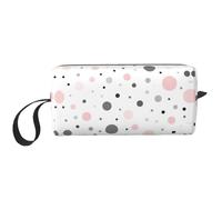 Pink Gray White Modern Polka Dot Pattern Print Zippered Organizer Bag, Travel Storage Case, Portable Cosmetic Pouch for Cosmetics, Toiletries