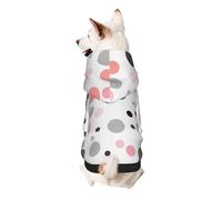 Pink Gray White Modern Polka Dot Pattern Printed Dog Hoodie Soft Dog Sweatshirt Cute Cat Dog Clothes for Small Dogs Kitten Puppy, L