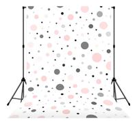Pink Gray White Modern Polka Dot Pattern Printed Photography Backdrop, Soft Photo Background With Rod Pocket For Studio, Family Photos, Video Recording & Party Decor - 5x7ft