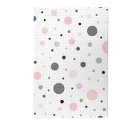 Pink Gray White Modern Polka Dot Pattern Printed Wooden Puzzle 1000 Piece, Cute Puzzle Game in Plastic Box for Family Entertainment and Brain Training Gifts