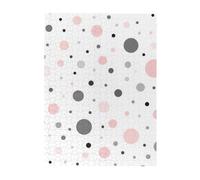Pink Gray White Modern Polka Dot Pattern Printed Wooden Puzzle 500 Piece, Cute Puzzle Game in Plastic Box for Family Entertainment and Brain Training Gifts