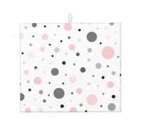 Pink Gray White Modern Polka Dot Pattern Printing Absorbent Kitchen Counter Pad for Dishes Utensils Pots Pans 16''X18'' Drying Mat
