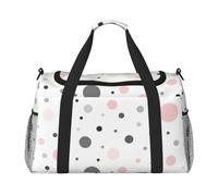 Pink Gray White Modern Polka Dot Pattern Travel Duffel Bag Weekend Bag Weekender Overnight Carry On Hand Bag Workout Sport Hospital