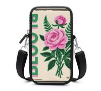 Pink Green Block Print Cell Phone Bag with Detachable Strap, Aesthetic Mini Sling Bag Small Crossbody Bag for Phone