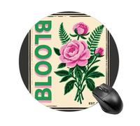 Pink Green Block Print Mouse Pad Round Laptop Mouse Mat Cute Computer Mousepad Keyboard Pad Non-Slip Desk Pads for Gaming Office Work Home