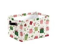 Pink Green Boxes Large Collapsible Storage Baskets with Handles, Christmas Gifts Fabric Storage Bin Organizer Box for Shelves, Toy Clothes Nursery Closet Living Room Decor