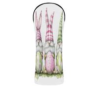 Pink Green Buffalo Plaid Bunny Gnomes Easter Golf Head Cover Premium Leather Headcovers with Interchangeable No. Tags for Driver Protector para carro de Golf