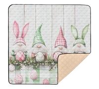 Pink Green Buffalo Plaid Bunny Gnomes Eggs Easter Soft Foam Baby Activity Play Mat for Indoor Outdoor Cozy Breathable Playroom Activity Mat for Baby Kids Toddlers Infants, 50'' x 50''