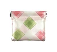 Pink Green Buffalo Plaid Check PU Leather Small Coin Fancy Mini Card Holder Wallet for Woman, pink green Buffalo Plaid Check, 1 size, Print Art, pink green Buffalo Plaid Check, 1 size, Print Art