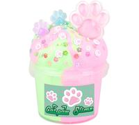 Pink Green Cat's Paw Butter Slime Kit, with Fun Cat's Paw Slime Add Ins, Soft Non-Sticky, Fidget Toys Scented Slime Kit for Kids, Birthday Gifts for Boys & Girls, Classroom Rewards (300 ml)