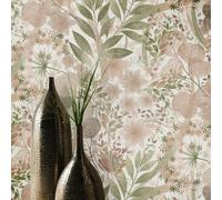 Pink Green Floral Wallpaper Textured Vinyl Paste The Wall Feature Hallway Office