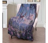 Pink Green Flower Dreamcatcher Blanket Throws 40"X50"(100X130Cm) Print Soft Warm Flannel Fantasy Scenery Fleece Plush For Bedding Couch Chair Fall Winter Camping Travel Living Room Office