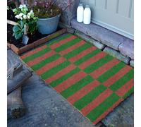Pink & Green Half Stripes Coir Doormat (90 x 60cm) Artsy Mats Brown 60cm x 90cm