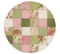 Pink-green Patchwork Jigsaw 1000 Piece Round Puzzle Rose Flowers Classic Games for Adults 1000pcs (67.5x67.5cm)