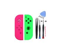 (Pink Green) Plastic Replacement Repair Kit DIY Case Cover Housing Shell for Nintend Switch JoyCon Controller with Screwdriver Open Tool