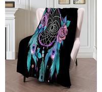 Pink Green Rose Dreamcatcher Blanket 3D For Girls Boys Dreamy Gothic Print Decor Fleece Throw Super Soft Flannel Fuzzy Plush Sofa Couch Living Room Bed Camping Travel 30"X40"(75X100Cm)