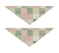 Pink Green Square Dog Holiday Bandanas Snap Button Pet Scarf Cute Pet Holiday Accessories Decor for Dogs Cats