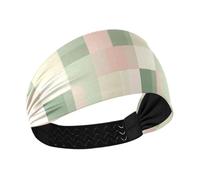 Pink Green Square Non-Slip wide headbands Elastic head bands for women for Workouts basketball Cycling diadema para mujer