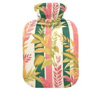 Pink Green Stripe Pattern hot-Water Bottle with Soft Cover, 1L hot Compress for Neck Shoulder Warmer,Sore Muscle,bolsas de agua Caliente para Dolores