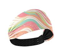 Pink Green Wave Line Pattern Cooling sports headbands for women Stretchy hairbands for women's hair for Gym Yoga hiking bandas para la cabeza