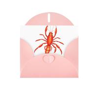 Pink Greeting Card DLXW Active crayfish Pattern for Christmas, Children's Birthday, Valentine's Day, Wedding Anniversary & Party Invitation