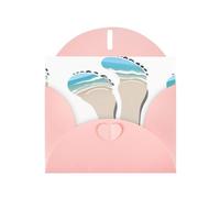 Pink Greeting Card DLXW Big footprints on the beach Pattern for Christmas, Children's Birthday, Valentine's Day, Wedding Anniversary & Party Invitation