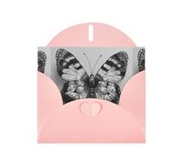 Pink Greeting Card DLXW Black and White Lace Butterfly Pattern for Christmas, Children's Birthday, Valentine's Day, Wedding Anniversary & Party Invitation